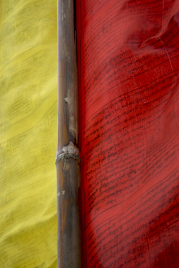 Yellow and red prayer flags